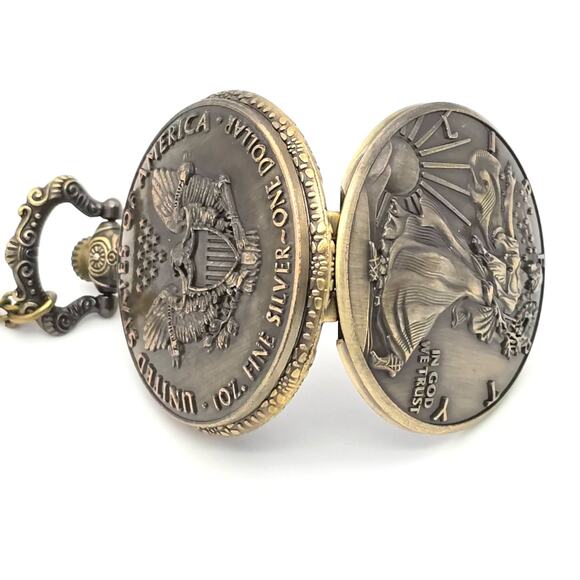 Walking Liberty Pocket Watch - Vintage Coin, Silver Dollar. Rare Collectible - Picture 4 of 11